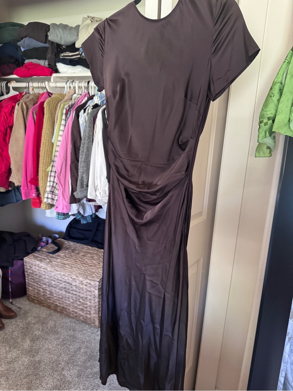 NWT Staud Marcel Silk Dress, earth, size 8 - Picture 4 of 5